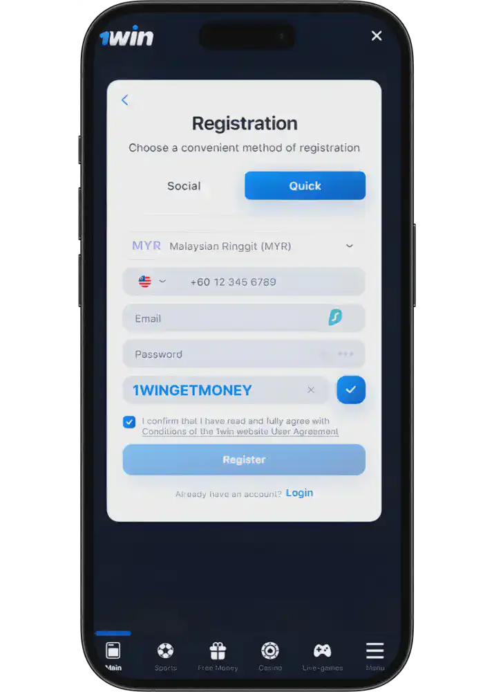 1win registration